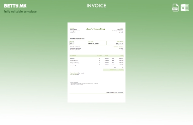 Модерен стил, шаблон за консултантска фактура на Ејми во САД